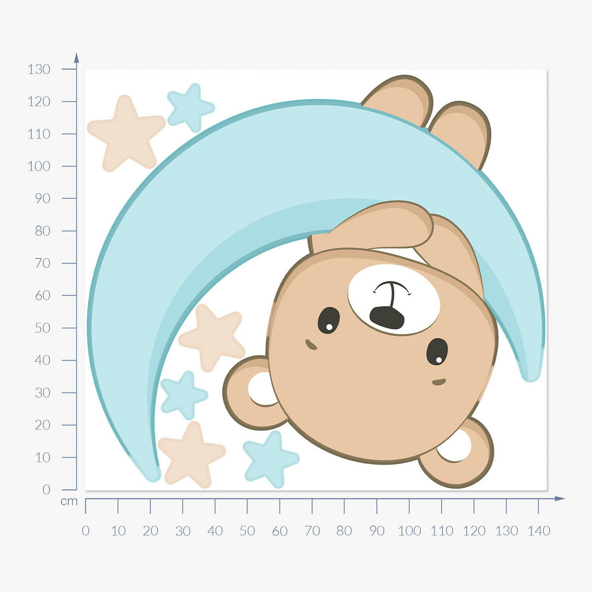 WANDAUFKLEBER 130x143cm - Teddybär zwischen den Sternen - Multicolor, Kunststoff (130/143/0.1cm) - Wallfluent