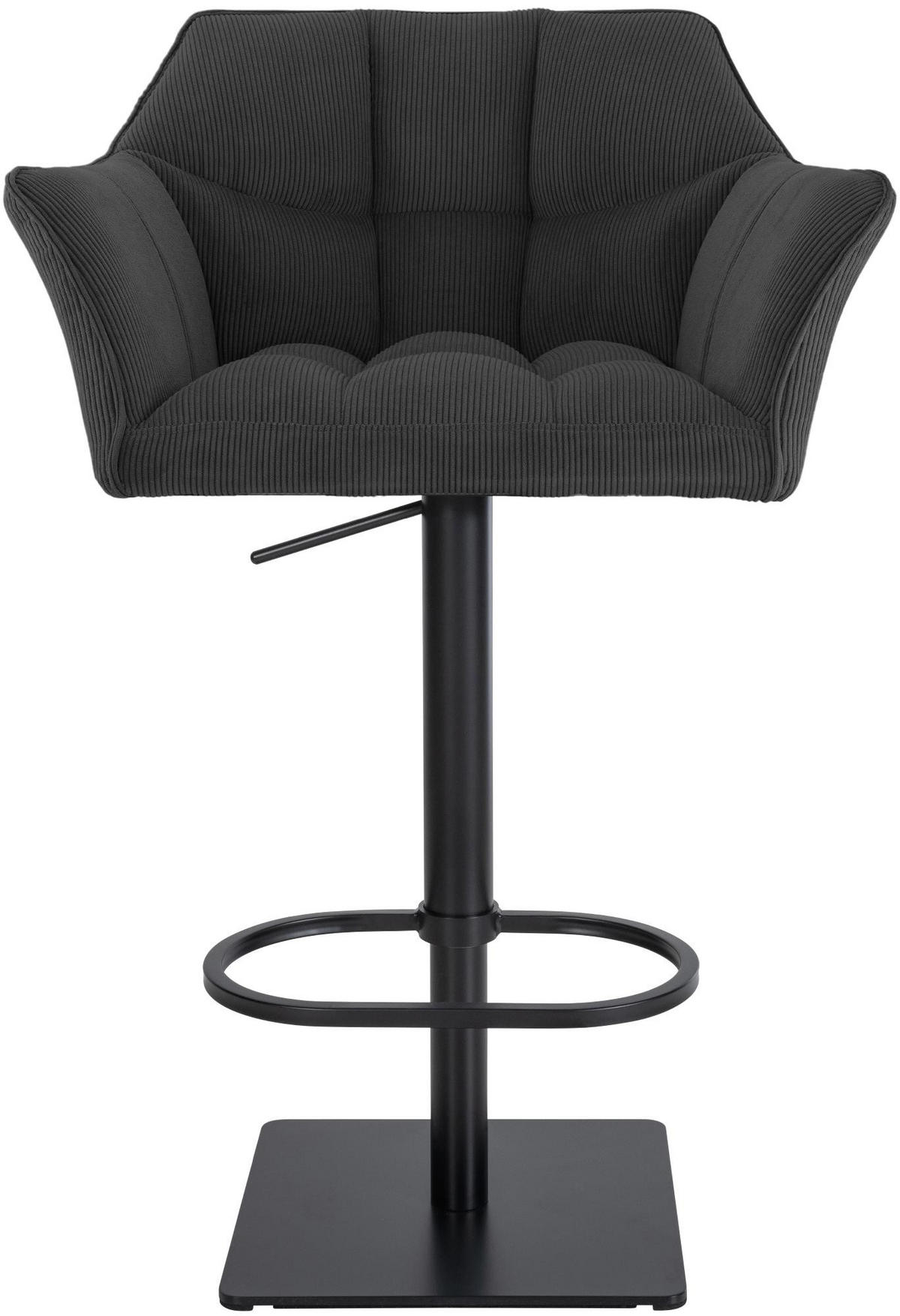 BARHOCKER Cord Dunkelgrau - Dunkelgrau/Schwarz, Textil/Metall (64/88/45cm) - CLP