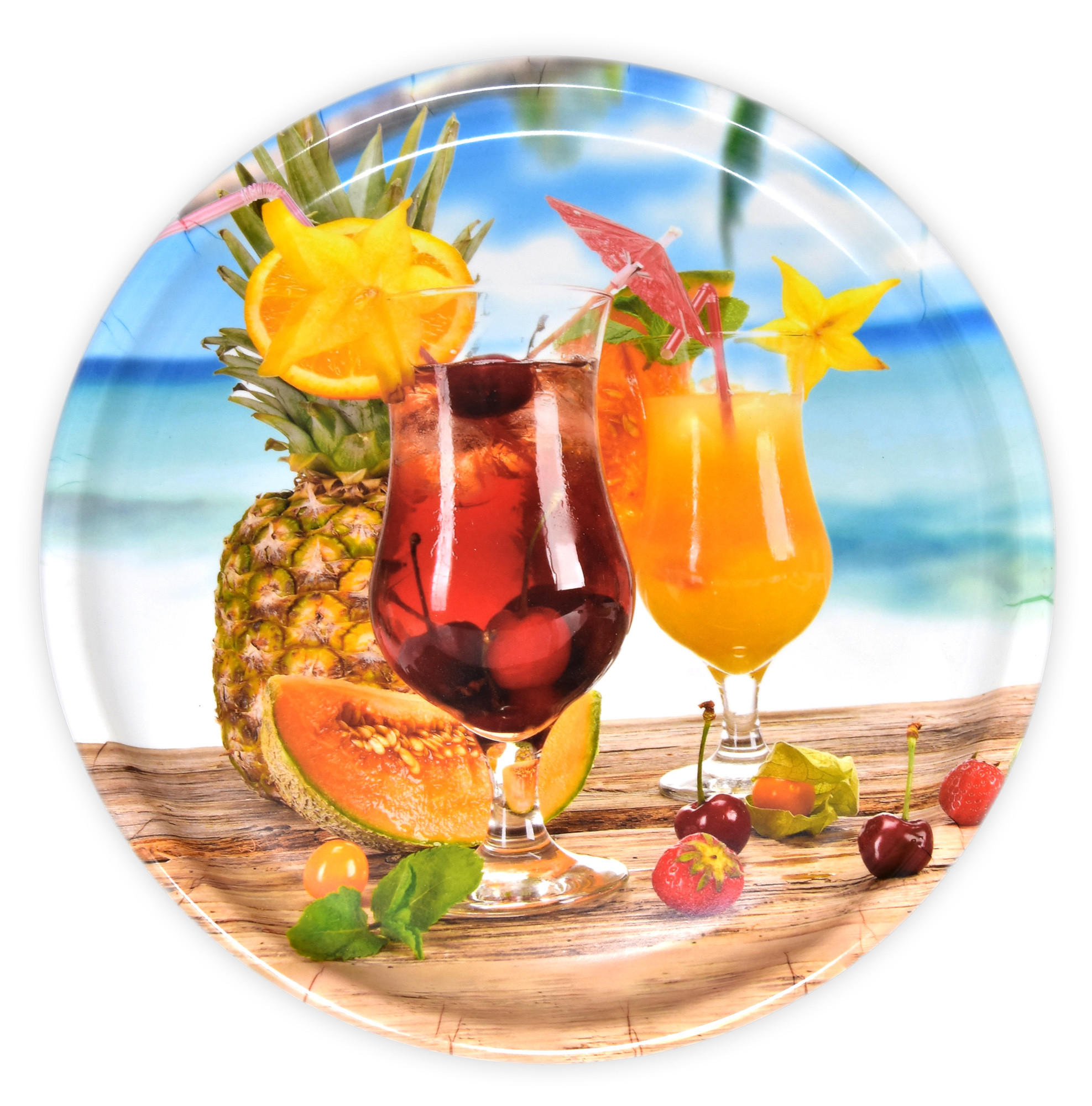 TABLETT rund Cocktails, Melamin ServierTablett rund Ø 40 cm - Multicolor, Kunststoff (40/2/40cm) - Lashuma