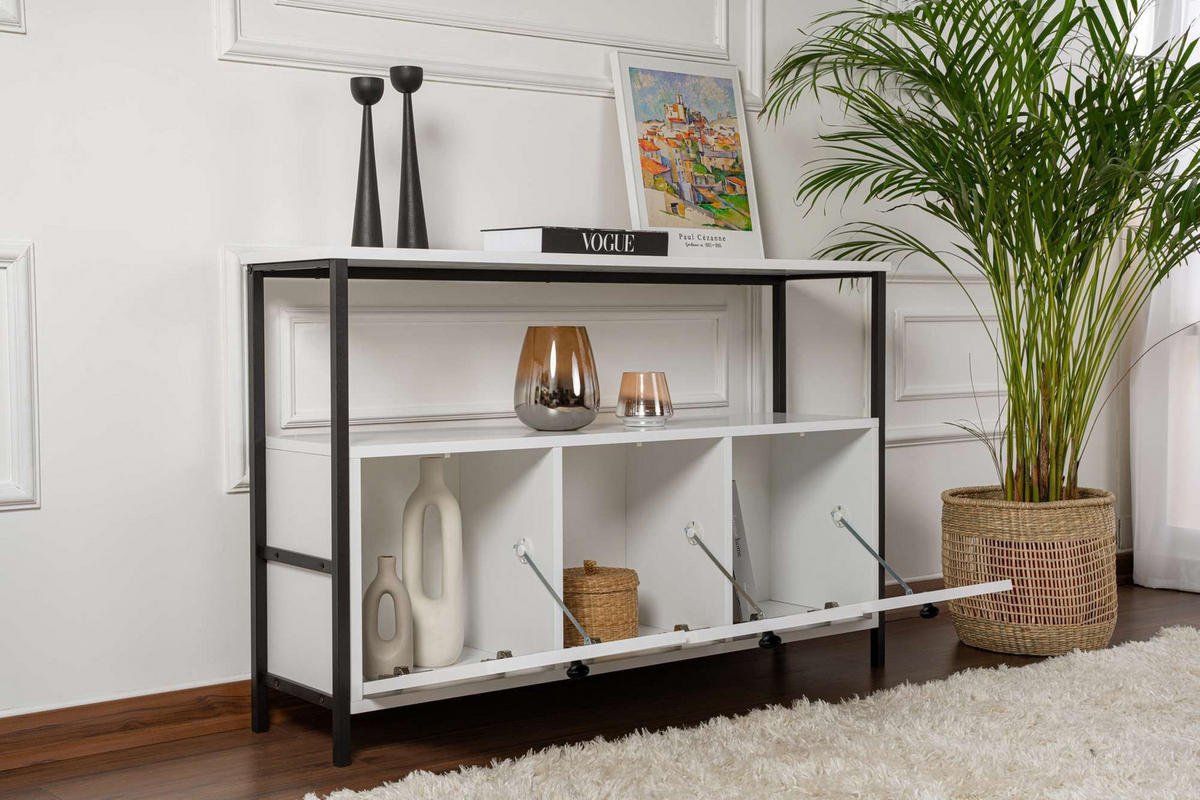 BUFFETSCHRANK solace weiss - Weiß, Holz (30/77/120cm) - Habitat Garten