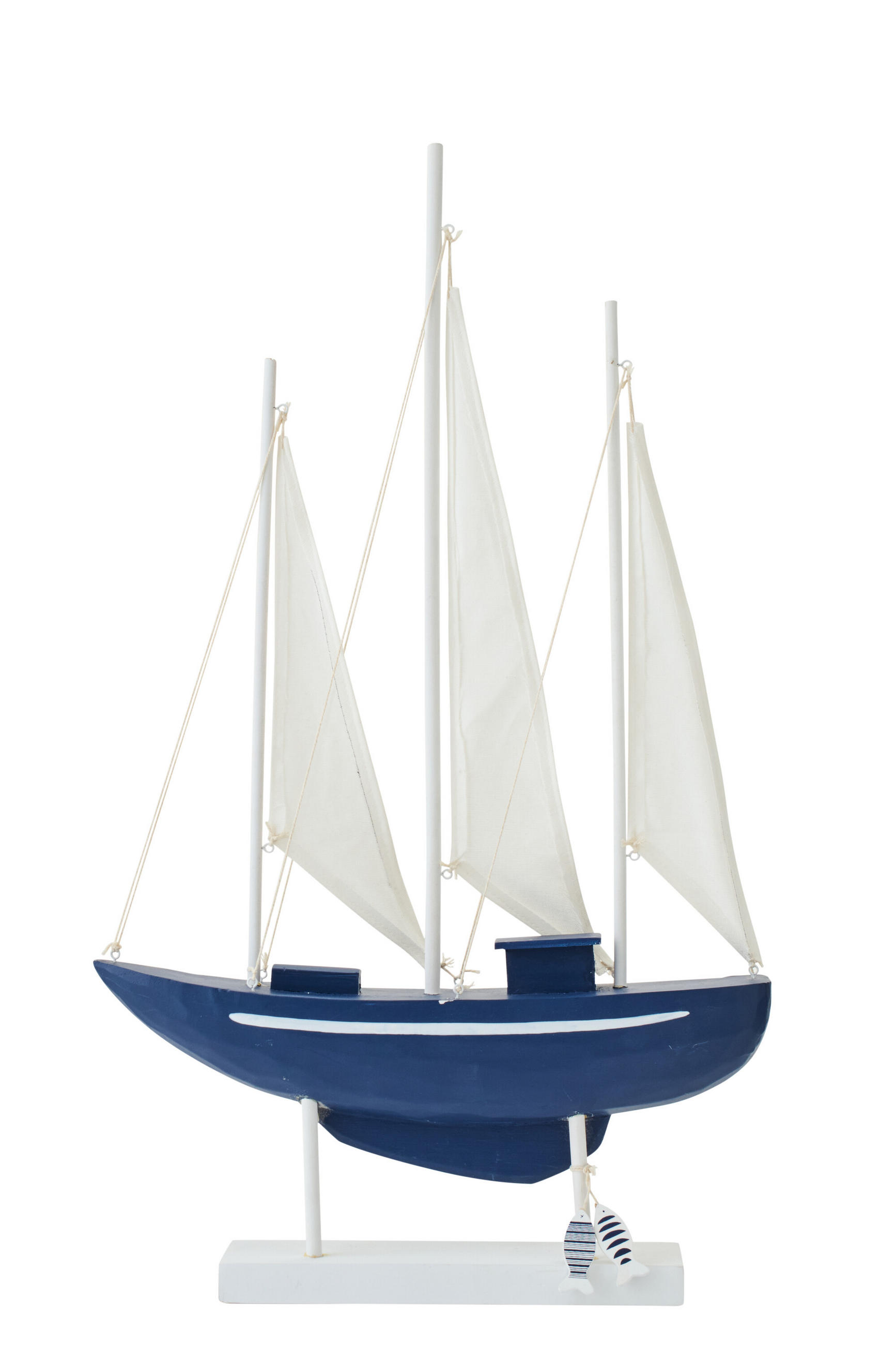 DEKOOBJEKT SEGELSCHIFF - Blau, Holz (8.2/79/42.5cm) - J-Line