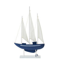 DEKOOBJEKT SEGELSCHIFF - Blau, Holz (8.2/79/42.5cm) - J-Line