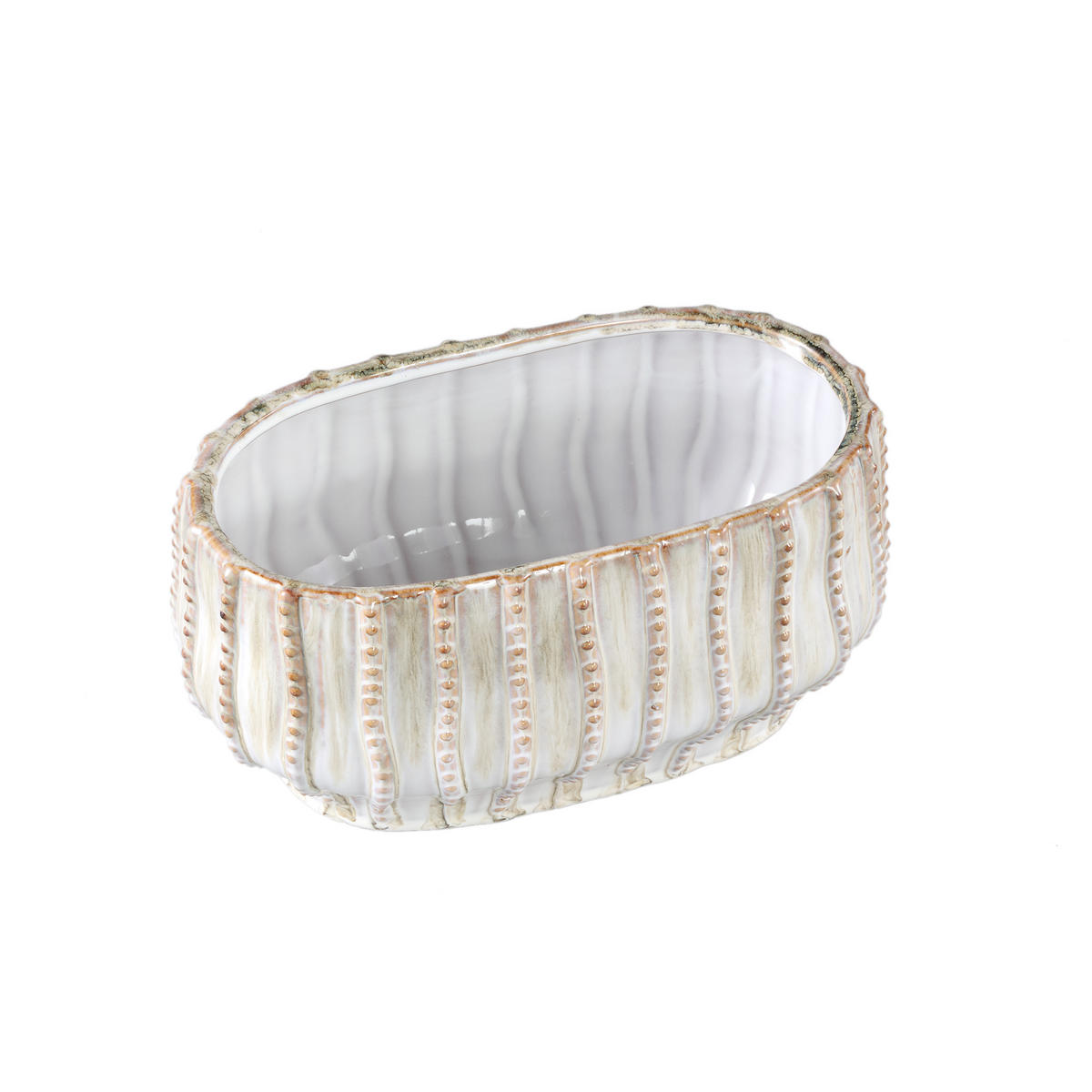 TOPF Dell Beige 28/16.5/14cm - Beige, Keramik (14cm) - PTMD Collection