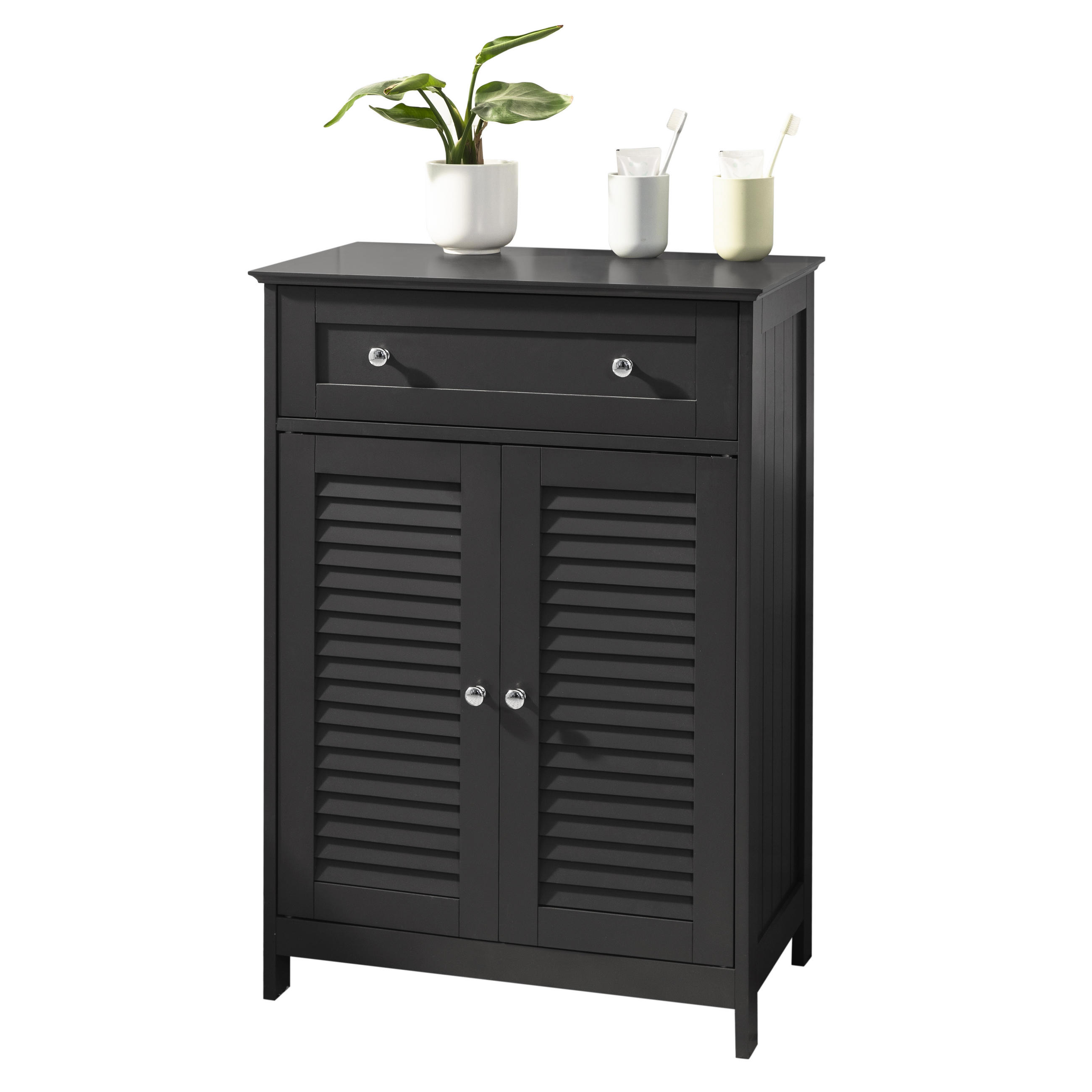 BADEZIMMERSCHRANK Grau - Grau, Holzwerkstoff (60/87/35cm) - SoBuy