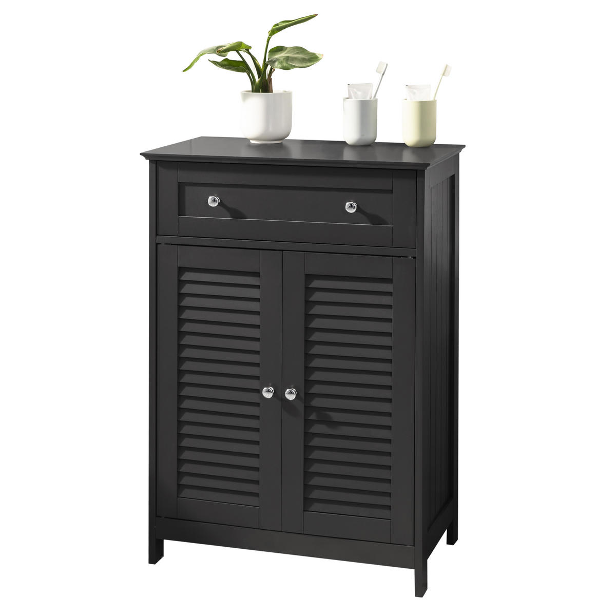 BADEZIMMERSCHRANK Grau - Grau, Holzwerkstoff (60/87/35cm) - SoBuy