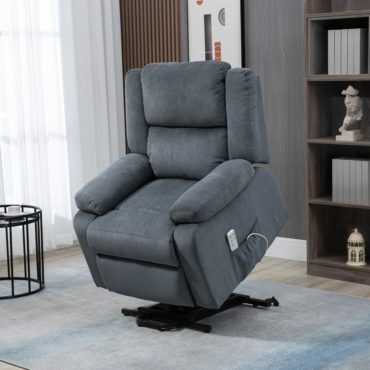 SESSEL mit Aufstehhilfe, Fernsehsessel Elektrisch, Aufstehsessel, Relaxsessel - Grau, Textil (93/105/91cm) - HOMCOM