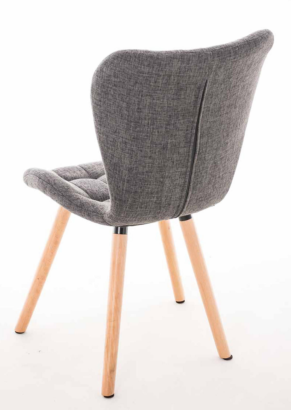 STUHL 4er Set Stoff hellgrau - Eukalyptusholzfarben/Hellgrau, Holz/Textil (50/88/63cm) - CLP
