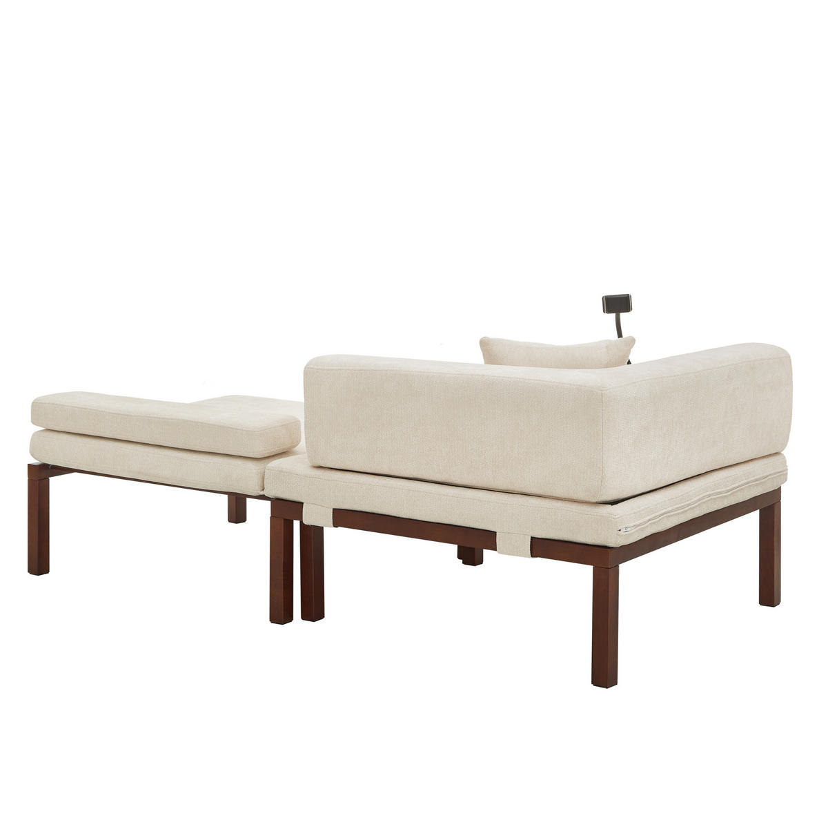 SOFABETT ausziehbar Beige Samt - Beige, Holz (81/64/176cm) - Meubliv
