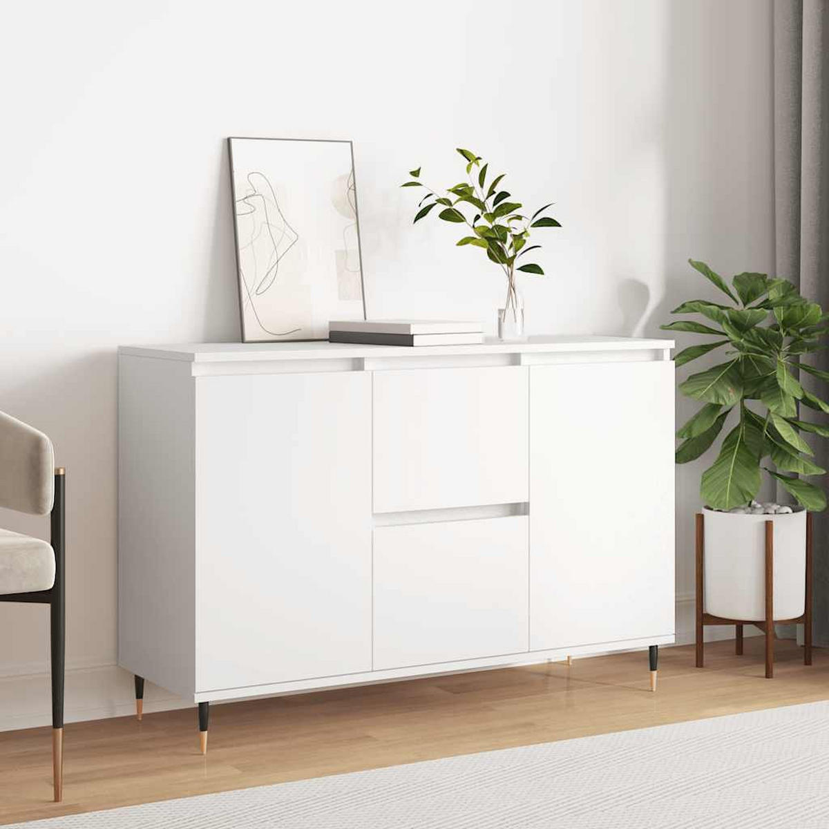 SIDEBOARD Weiß 101,5x35x70 cm Holzwerkstoff - Weiß, Holzwerkstoff (104/70/35cm) - furnicato
