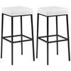 BARHOCKER 2er Set Lederlook weiß - Schwarz/Weiß, Textil/Metall (37/83/37cm) - CLP
