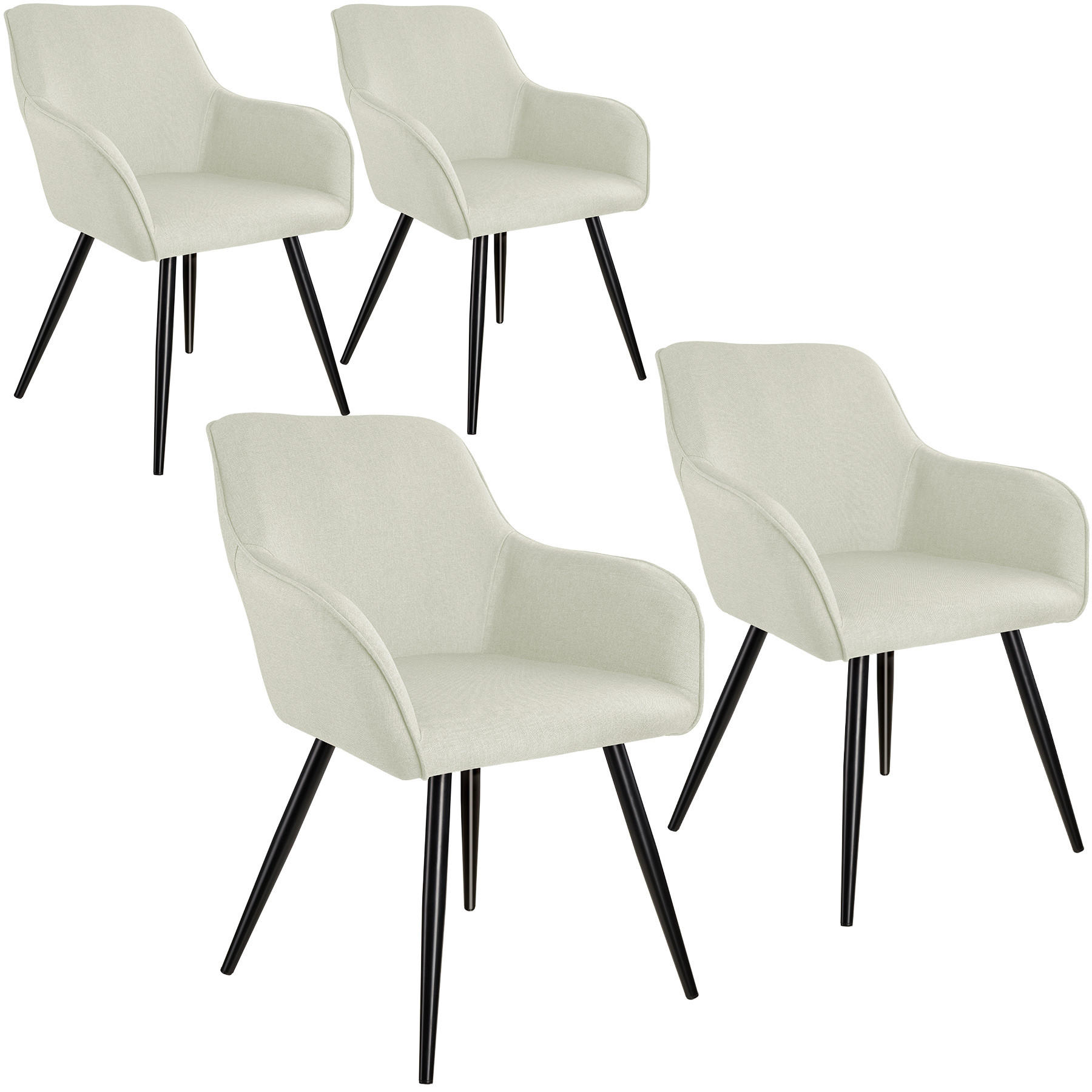 ESSZIMMERSTUHL 4er Set Marilyn 58 x 62 x 82 cm crème/schwarz - Creme/Schwarz, Textil (58/82/62cm) - tectake
