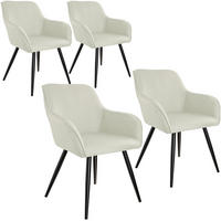 ESSZIMMERSTUHL 4er Set Marilyn 58 x 62 x 82 cm crème/schwarz - Creme/Schwarz, Textil (58/82/62cm) - tectake