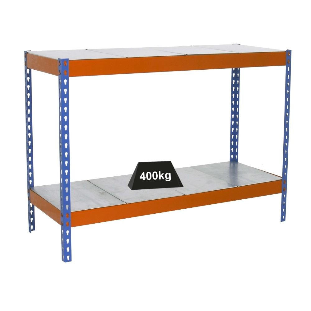 SCHWERLASTREGAL MINI METAL YETI TWO | HxBxT 90x120x60cm | Fachlast 400kg | Blau-Orange - Gelb, Metall (120/90/60cm) - PROREGAL