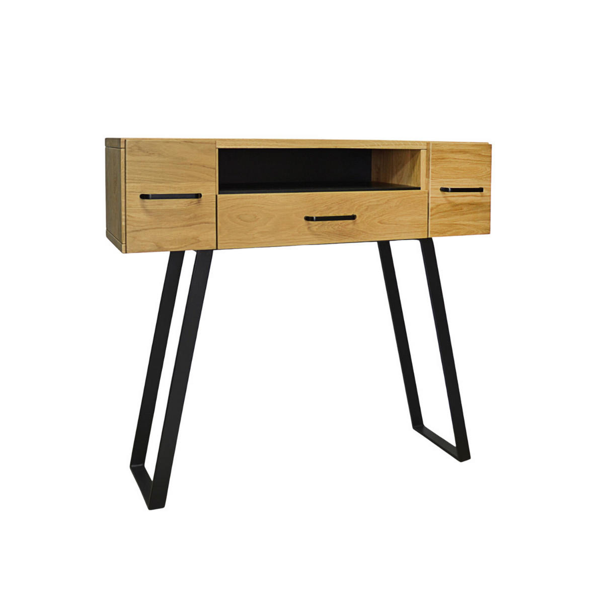 BEISTELLTISCH aus Massivholz und Metall mit Schubladen JORGEN - Eichefarben, Holz (100/90/30cm) - Rawood Furniture