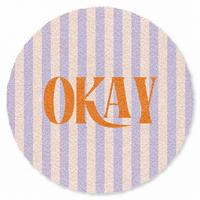 FUSSMATTE Lila – Orange – Streifen – Okay 120x120 cm - Flieder, Kunststoff (120/0.4cm) - MuchoWow