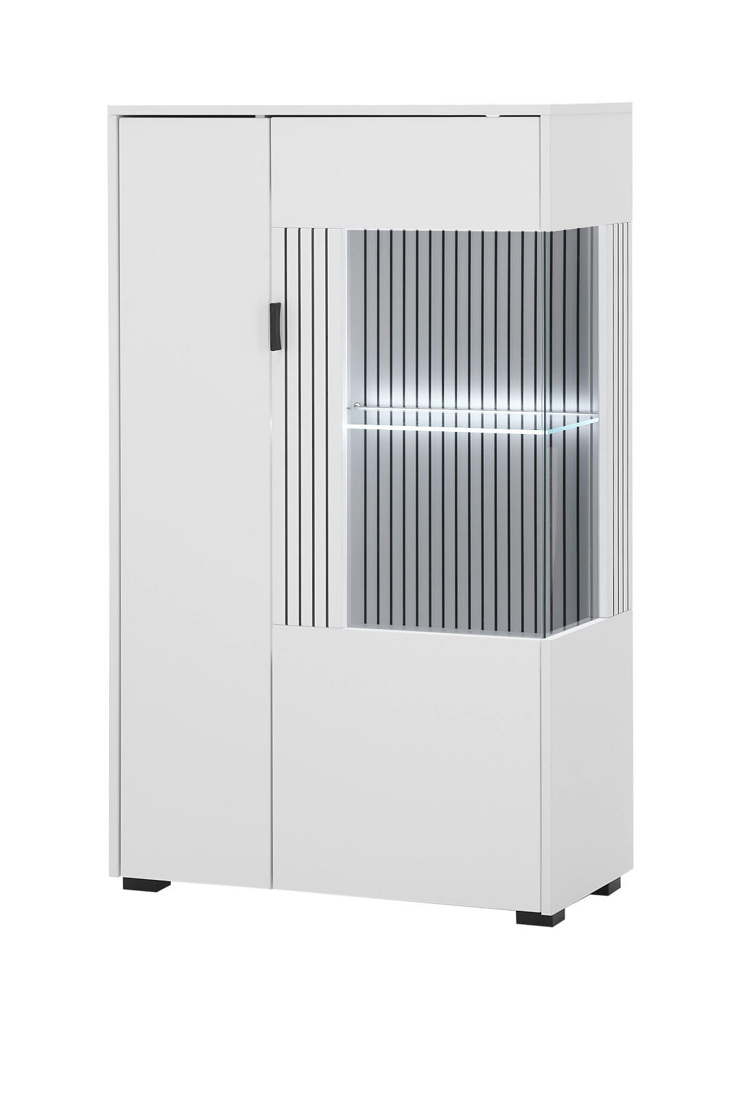 VITRINE weiß matt, Highboard 75 x 125 cm - Weiß, Glas/Holzwerkstoff (75/125/38cm) - Furn.Design