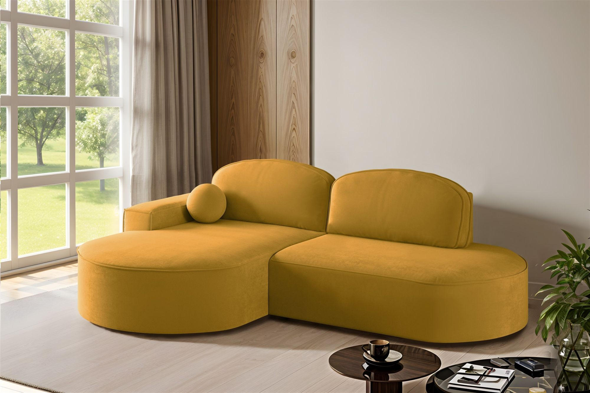 ECKSOFA Girona Mit Schlaffunktion - Gelb, Holzwerkstoff/Textil (278/179cm) - Fun Möbel