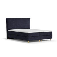KONTINENTALBETT Calma Marineblau 200/200 cm mit Matratze und Topper - Naturfarben/Dunkelblau, Holz/Holzwerkstoff (200/200cm) - Maison de Reve
