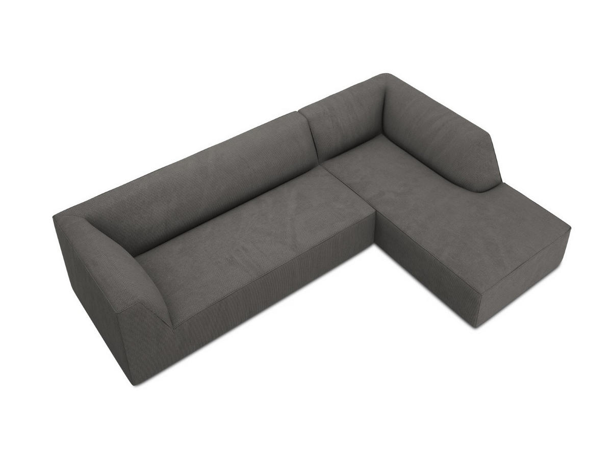 ECKSOFA rechts Ruby aus Cord dunkelgrau 4 Sitzplätze - Dunkelgrau, Textil (180/273cm) - Micadoni