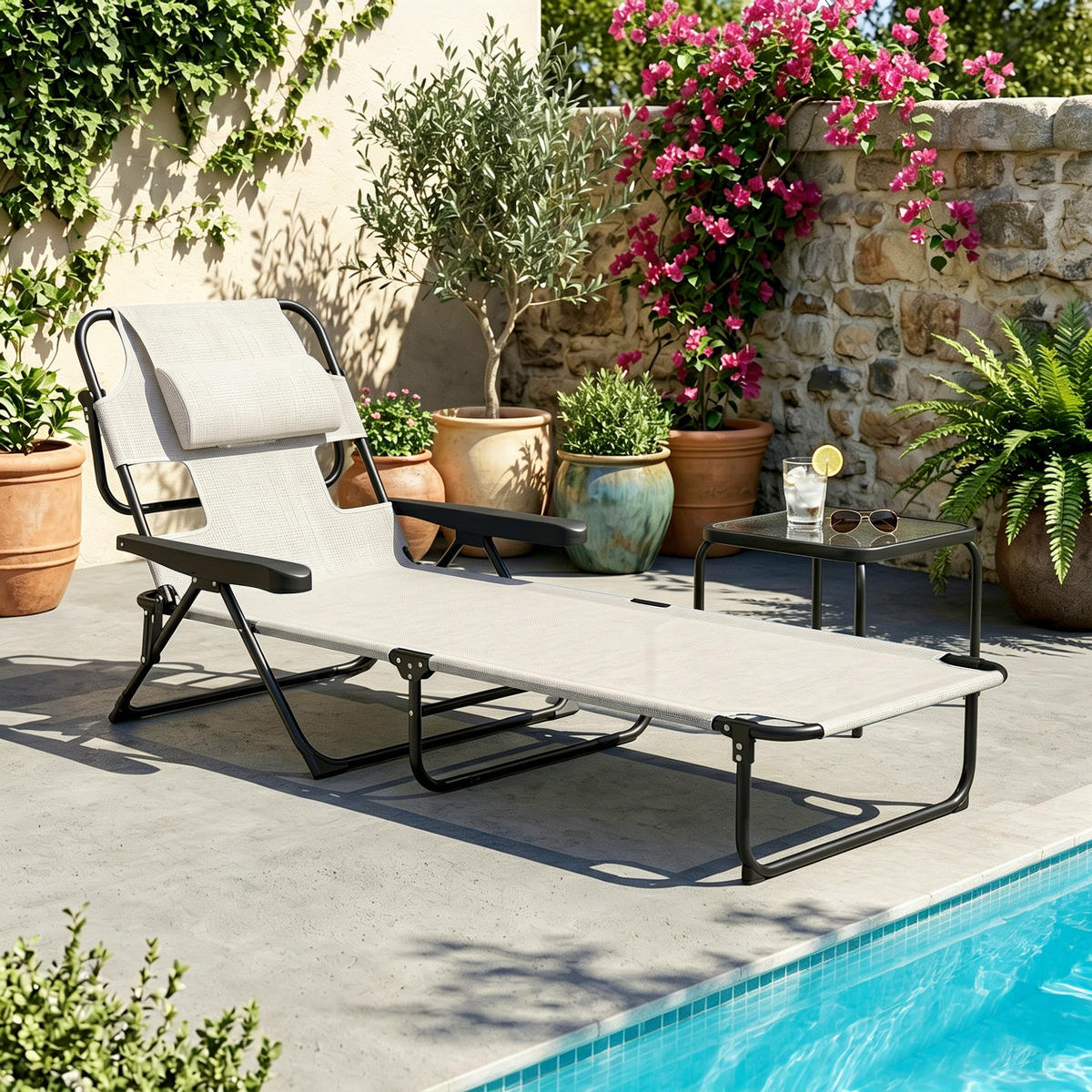 GARTENLIEGE Creme 1 Stück - Creme, Textil (72/89/145cm) - GiPP