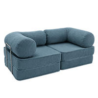 SOFA SURB Duo 100 Schlafsofa 2-Sitzer Tuerkis 200/100 cm - Türkis/Chromfarben, Textil/Metall (200/70/100cm) - SURB