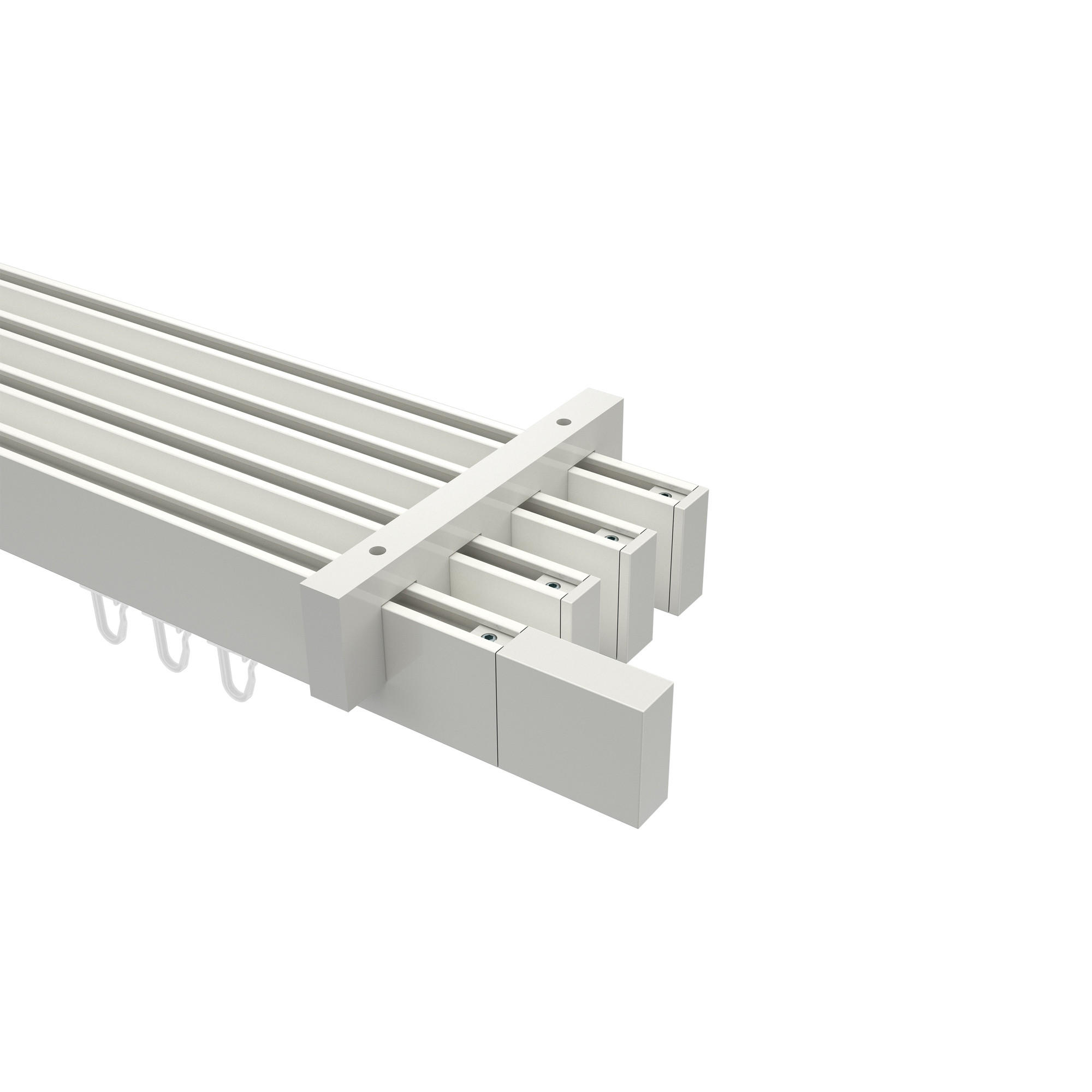 INNENLAUF-GARDINENSTANGEN-SET Smartline Lox 280 cm (geteilt in 2 x 140 cm), 4-läufig, 14x35 mm Weiß - Weiß, Metall (280cm) - INTERDECO