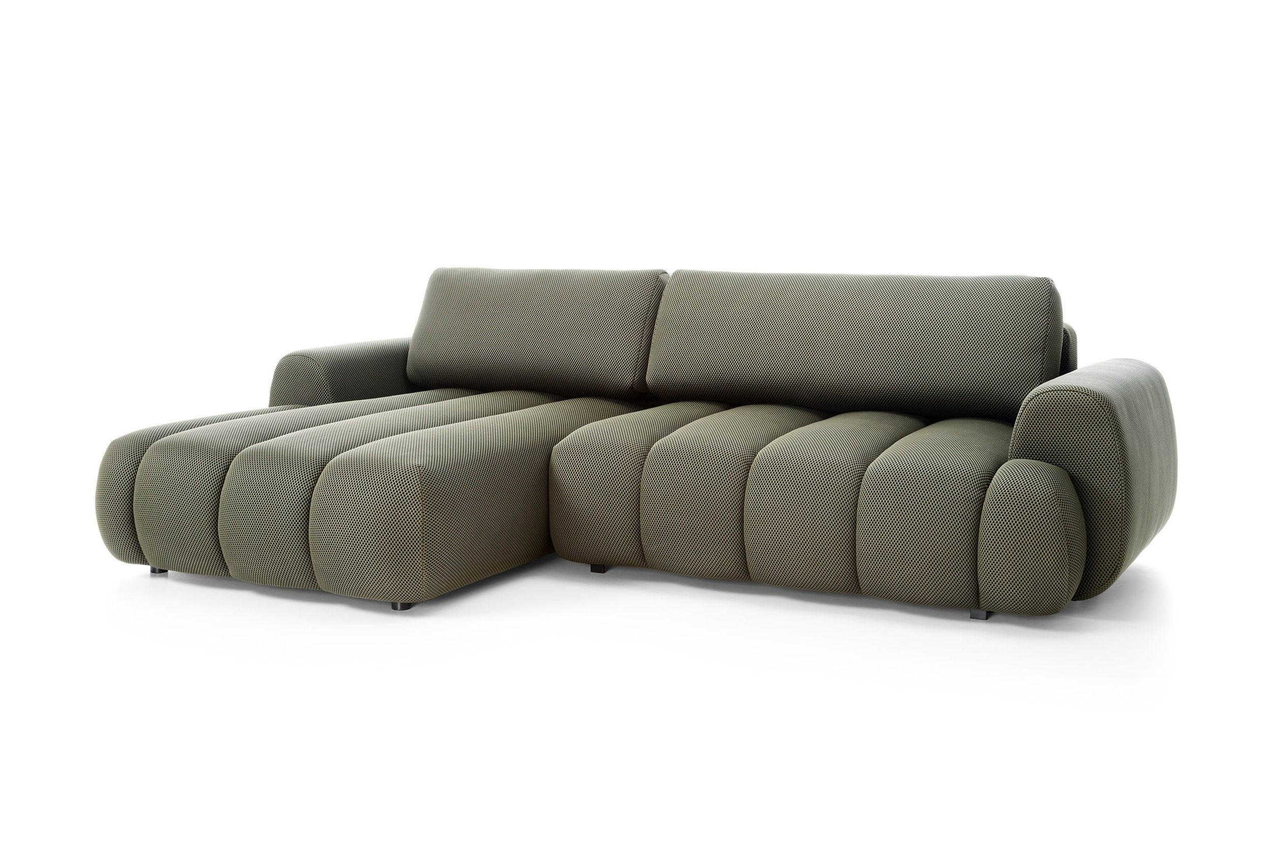 ECKSOFA SITO Grün Jersey mit Schlaffunktion - Grün, Holz (272/168cm) - MASSENO