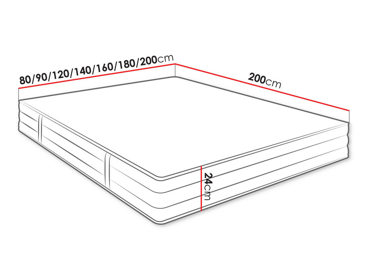 FEDERKERNMATRATZE Mediq 24 cm - H3 - Weiß, Textil (120/200cm) - MIRJAN24