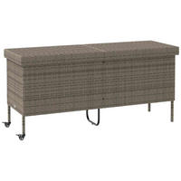 GARTENTRUHE Mit Rollen Grau 160/55/75 Cm Poly Rattan - Grau, Kunststoff (160/75/55cm) - vidaXL