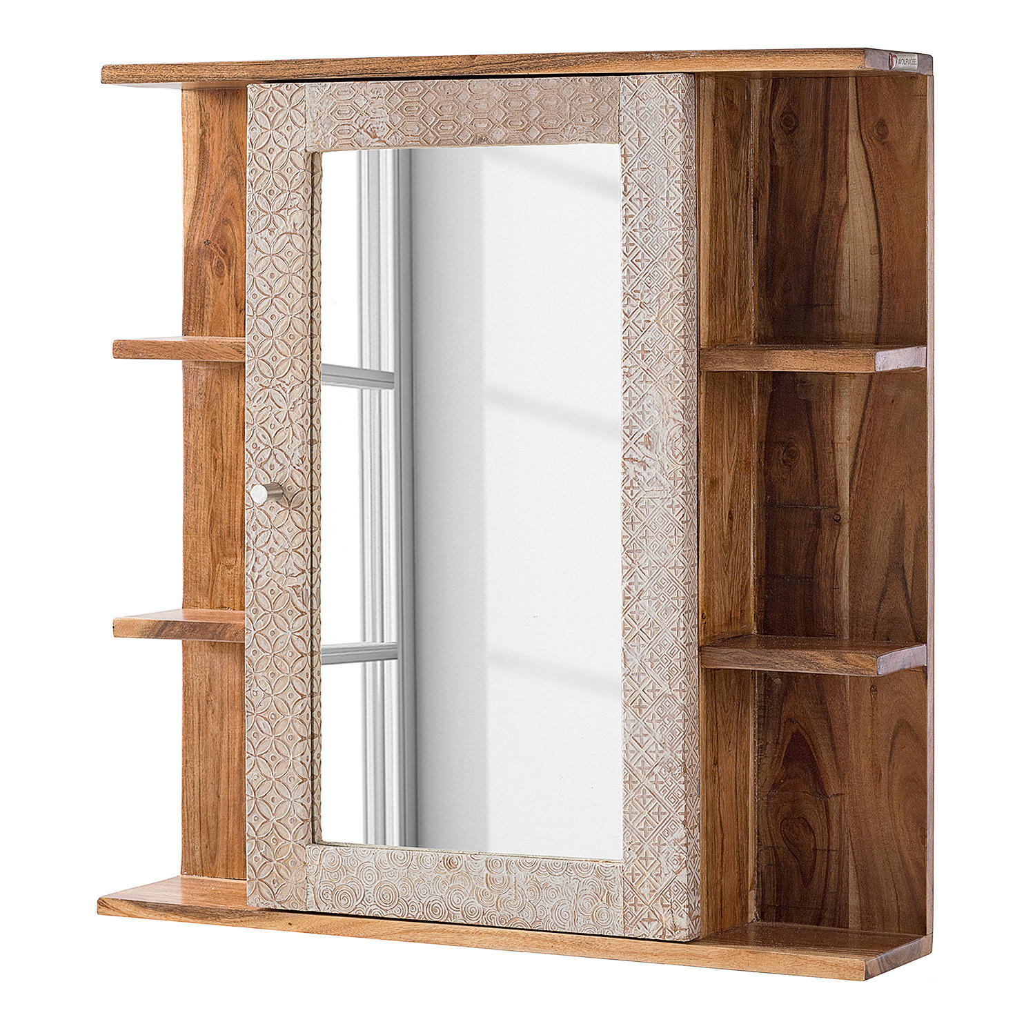 BADEZIMMERSET - 2-teilig - Akazie teilmassiv - Ecru / Akazie - Akaziefarben, Holz/Holzwerkstoff (70/180/30cm) - home24