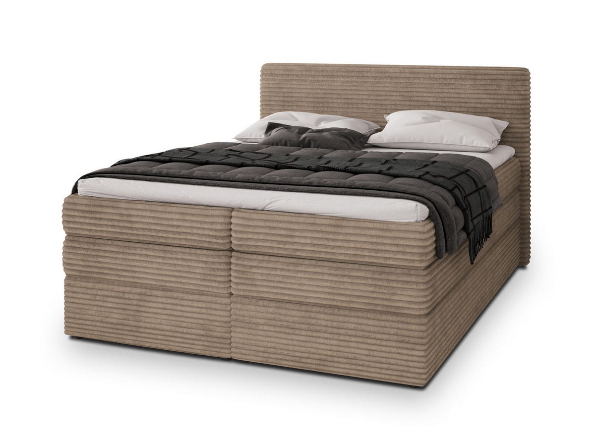 POSTEL BOXSPRING LUNERA 160x200 cm, s matrací a úložným prostorem, béžová - béžová, kompozitní dřevo/textil (160/200cm) - MASSENO