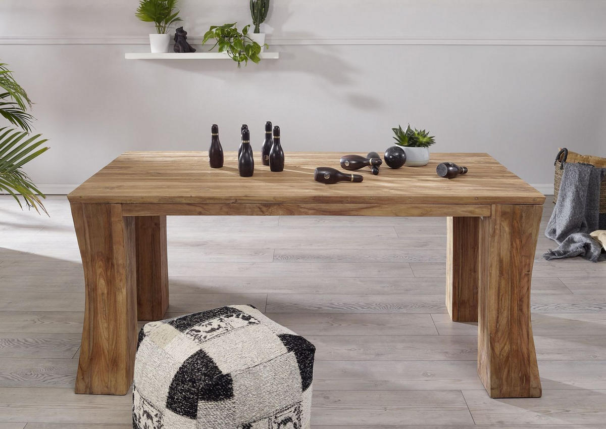 ESSTISCH TEAK 200x100x78 natur unbehandelt BASSANO #107 - Naturfarben, Holz (200/100/78cm) - Massivmoebel24