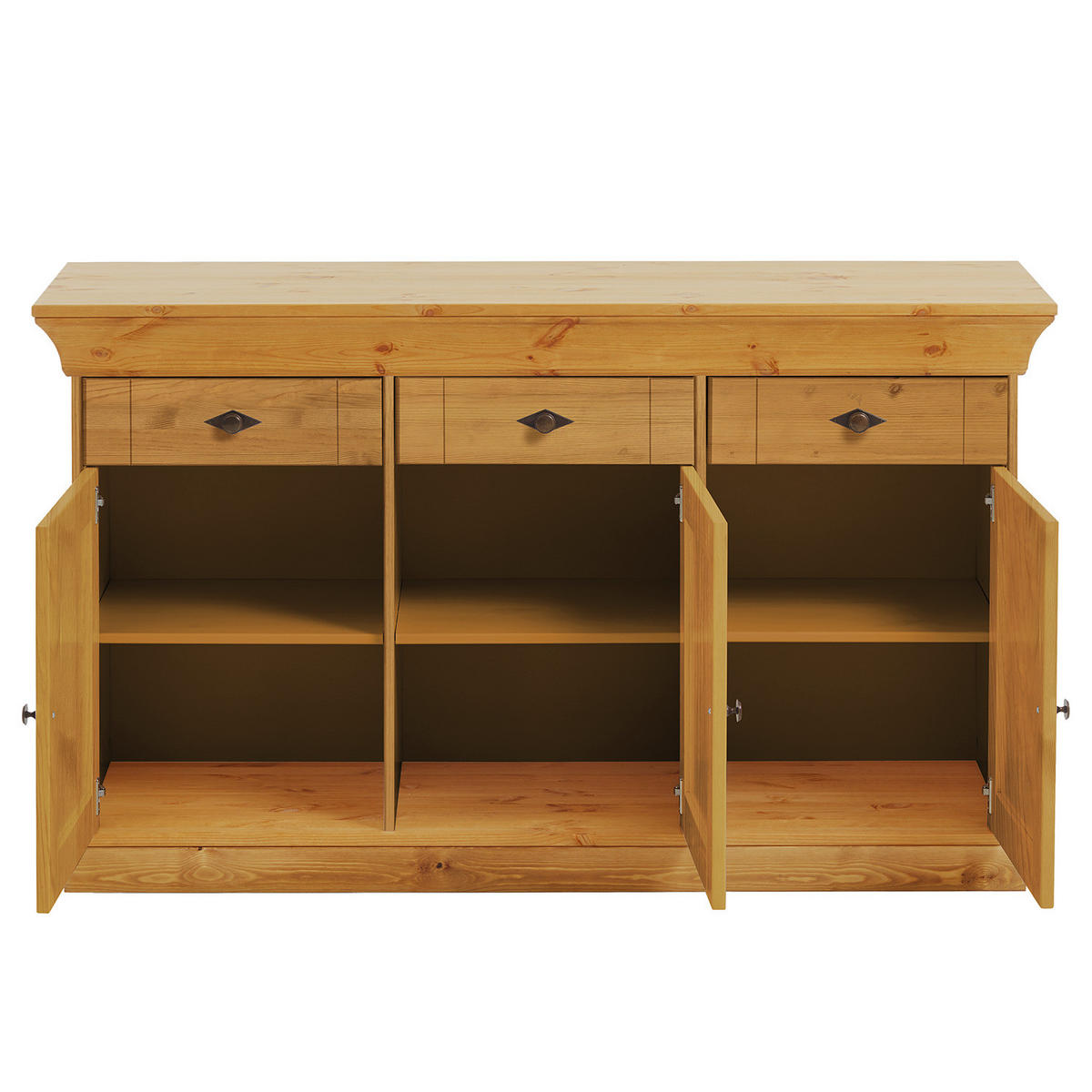 BUFFET - Kiefer massiv - Braun/Kieferfarben, Holz/Holzwerkstoff (143/197/45cm) - home24