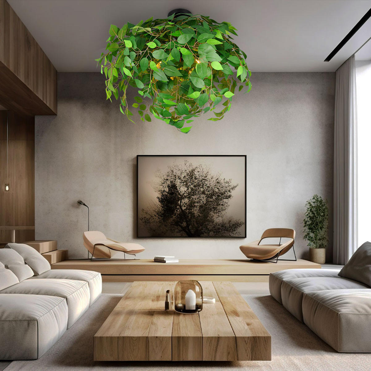 DECKENLEUCHTE LEAVY Grün Blätter-Design - Grün, Kunststoff (70/70/73cm)