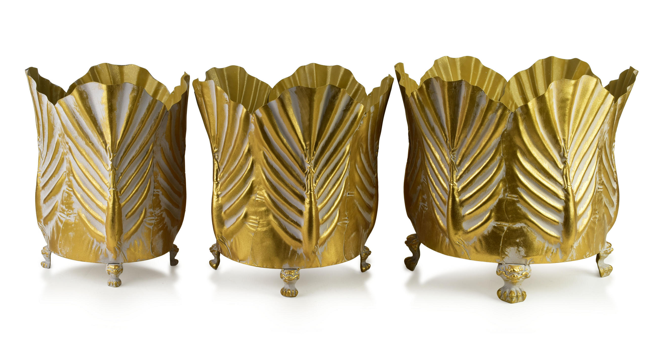 BLUMENTOPF Marina 3er Set Gold 47/47/42 cm Metall - Goldfarben, Metall (47/42/47cm) - Mondex