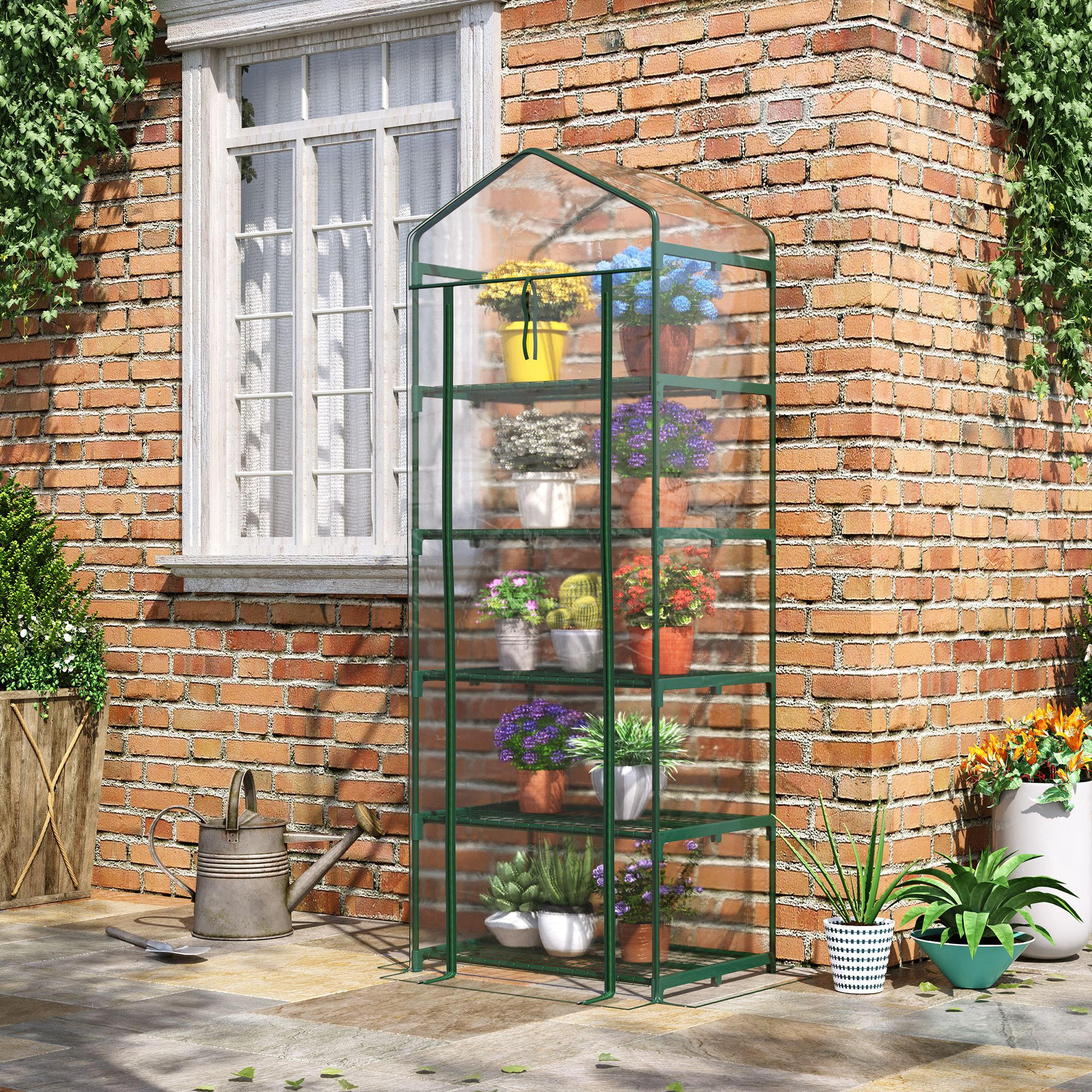 FOLIENGEWÄCHSHAUS, Transparent+Grün, Stahl, PVC-Kunststoff - Grün, Metall (49/193/69cm) - Outsunny