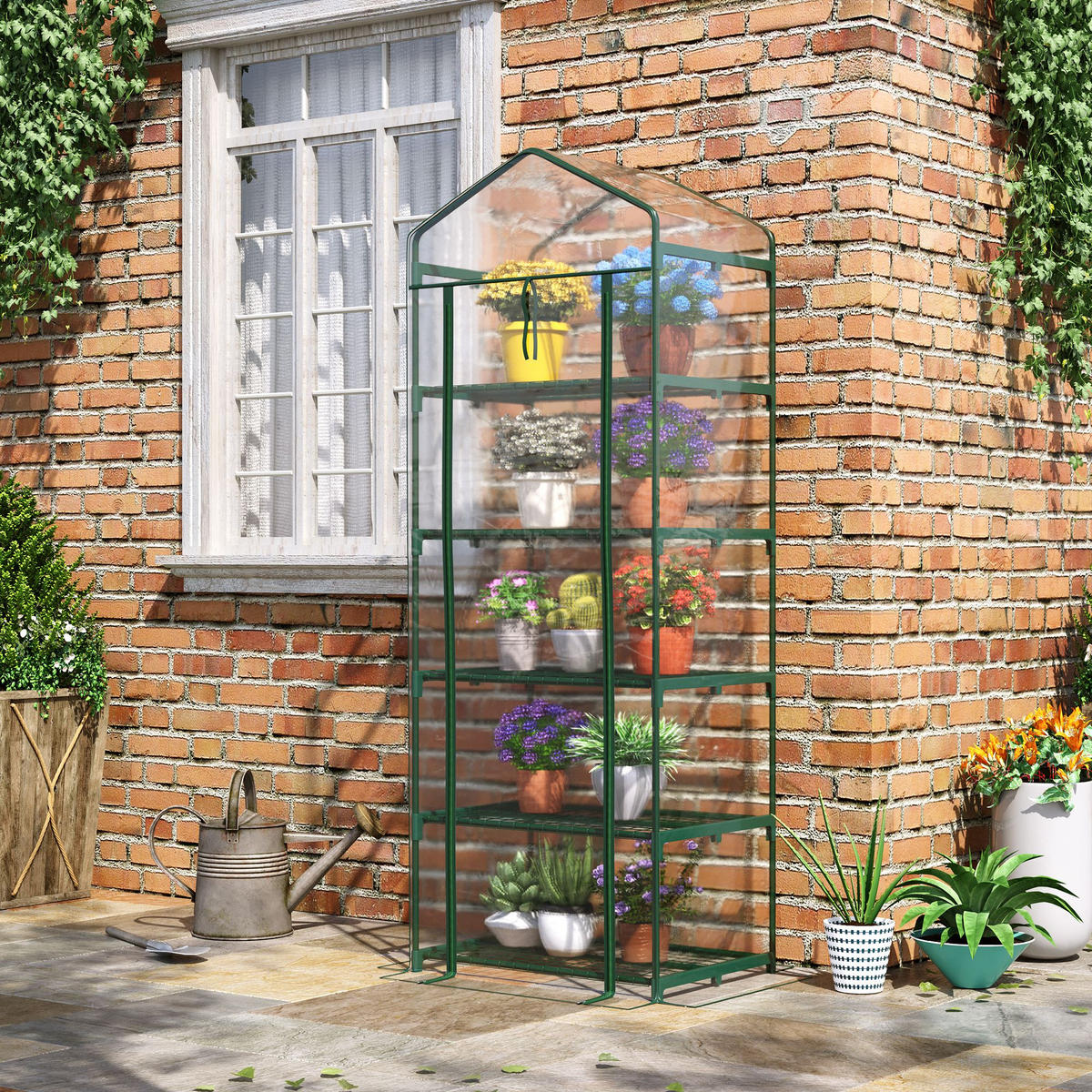 FOLIENGEWÄCHSHAUS, Transparent+Grün, Stahl, PVC-Kunststoff - Grün, Metall (49/193/69cm) - Outsunny