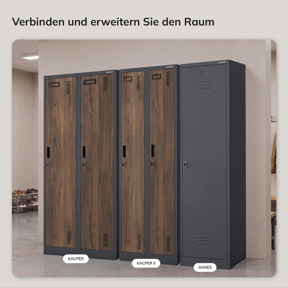 ZWEIFACH-PUTZSCHRANK KACPER II 180x60x50 cm - Anthrazit/Nussbaumfarben, Metall (60/180/50cm) - Jan Nowak