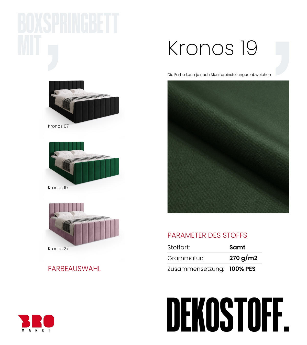BOXSPRINGBETT Denver DUO mit Topper 140x200 Dunkelgrün - Dunkelgrün, Textil (140/200cm) - Bromarkt