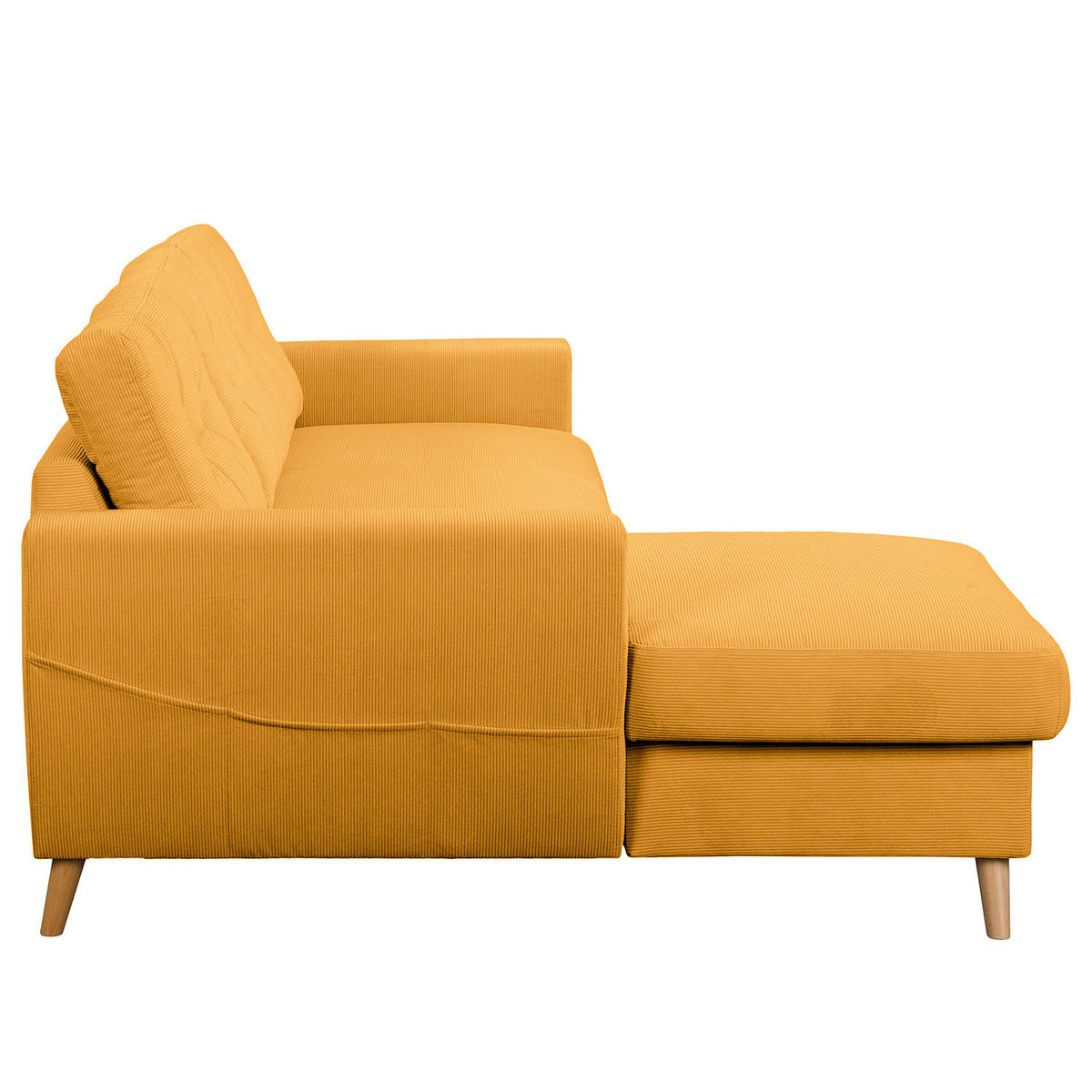 ECKSOFA mit Longchair - Gelb/Braun, Holz/Textil (223/148cm) - home24