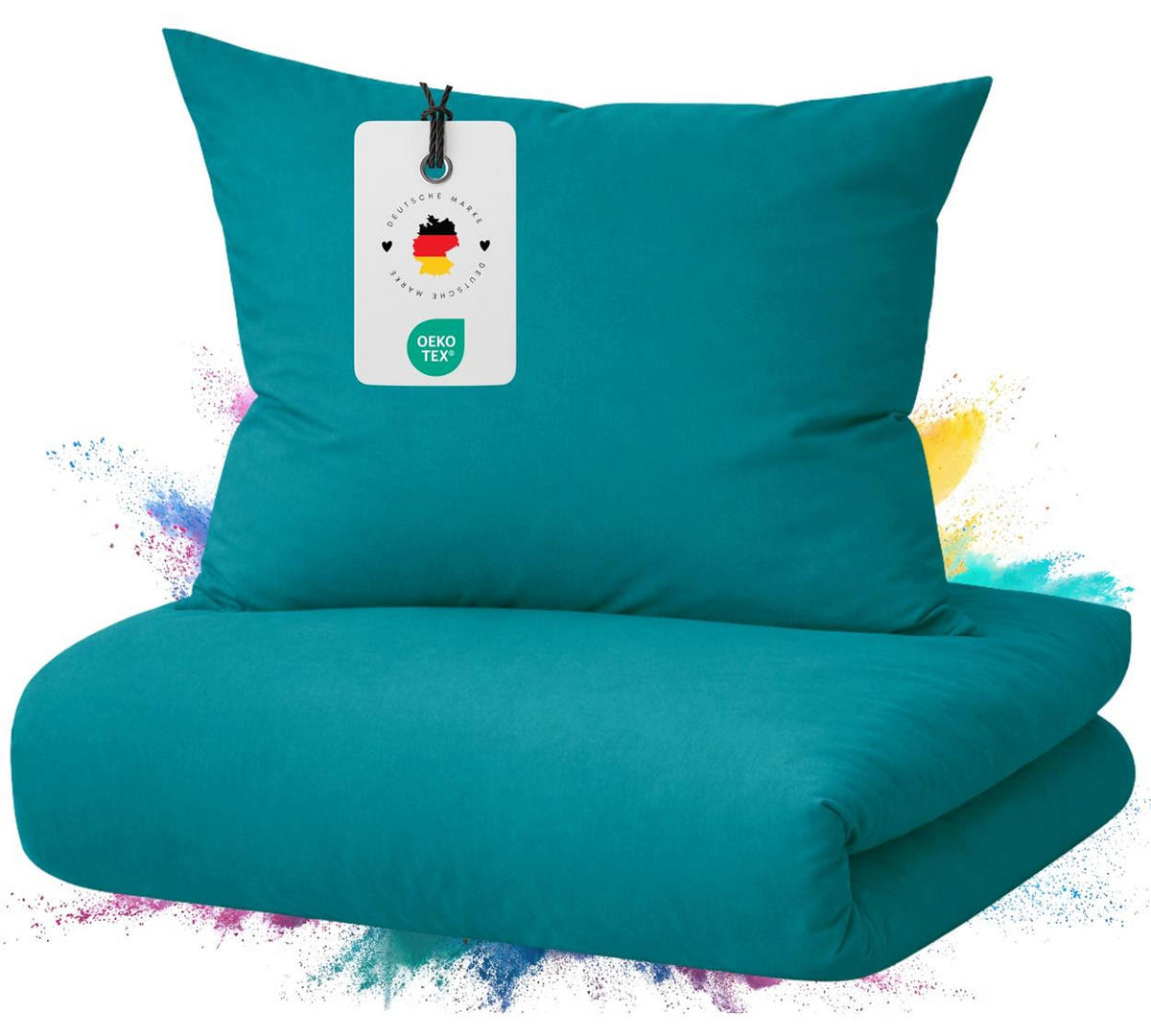 BETTWÄSCHE Mako Satin 135x200 cm aus 100% Baumwolle mit Reißverschluss, Uni Bettbezug 135 x 200 - Petrol - Petrol, Textil (135/200cm) - Carpe Sonno