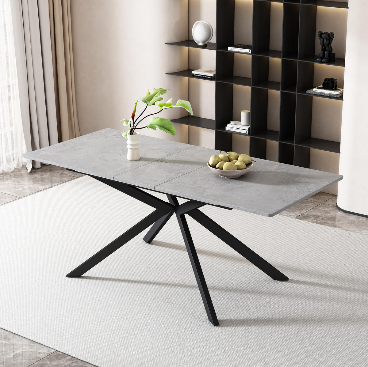 ESSTISCH 150/180/70/76 cm in Schwarz-Grau aus MDF, ausziehbar - Grau, Holzwerkstoff (180/70/75.5cm) - Flora Grace
