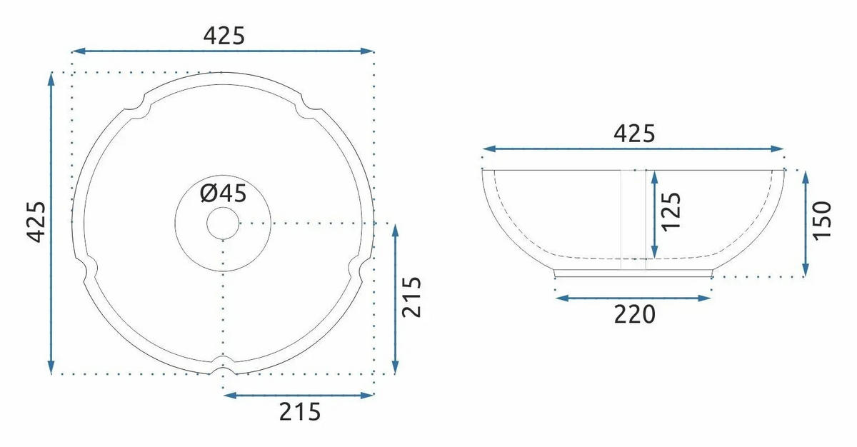 AUFSATZWASCHBECKEN Rea Asanti - Weiß, Keramik (42.5/15/42.5cm) - REA