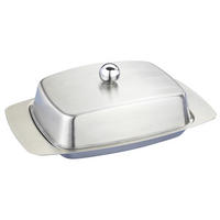 BUTTERDOSE aus Edelstahl Silbern 17,5/10,5/7 cm - Silberfarben, Metall (10.5/7/17.5cm) - Maximex
