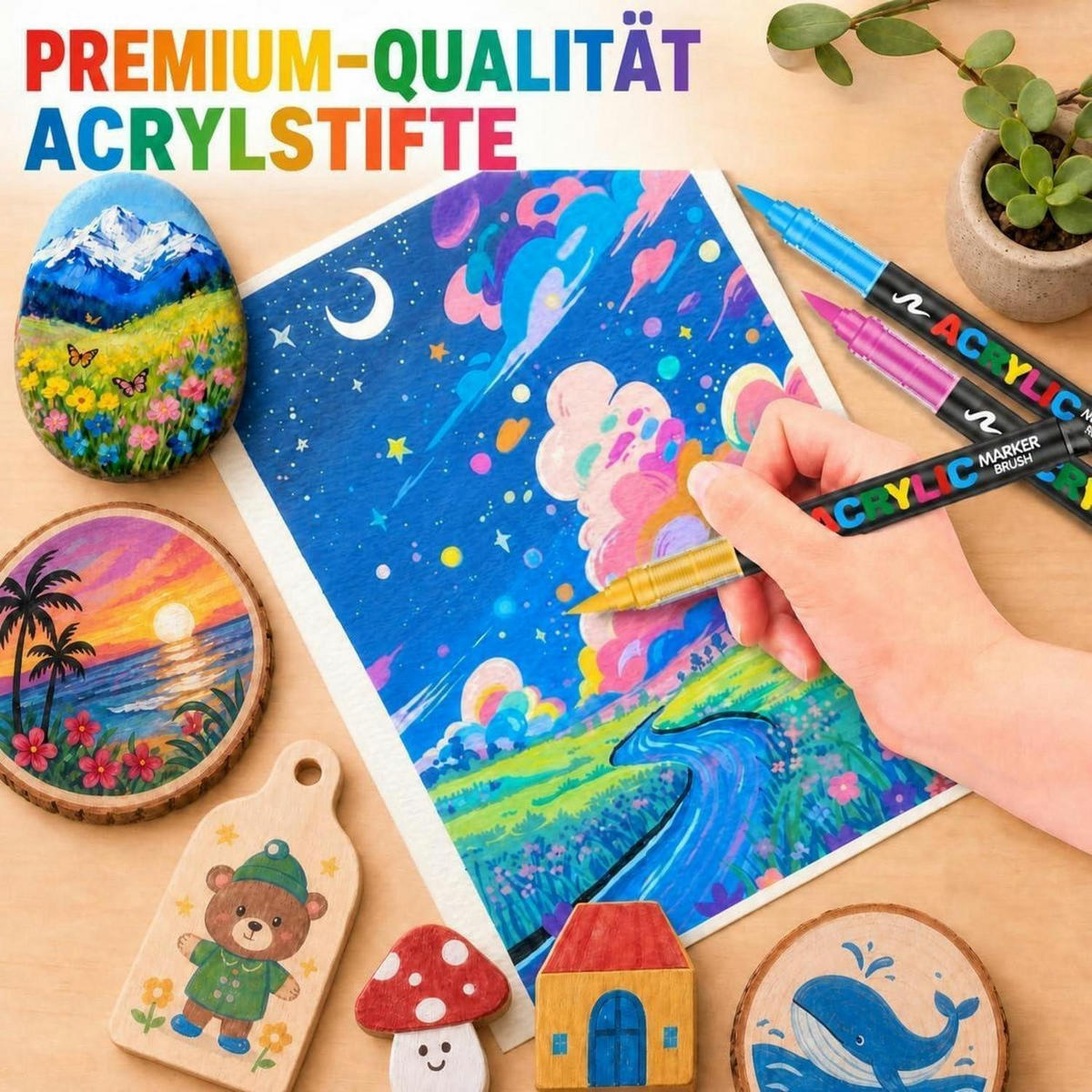 ACRYLSTIFTE 72-teiliges Set mit Pinselspitze - Multicolor, Kunststoff (1/1/15cm)