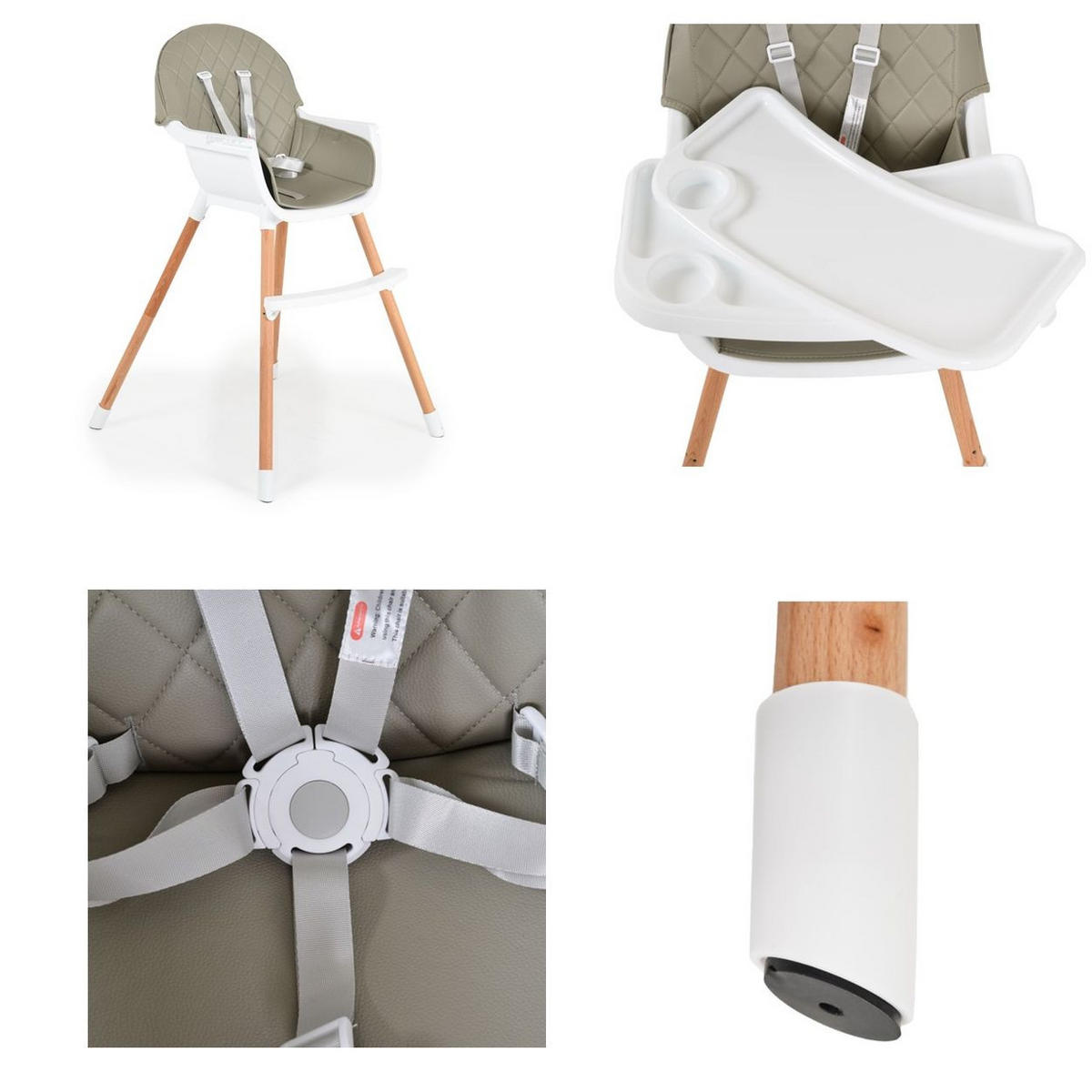 HOCHSTUHL Gelato 2 in 1 grau Gurt, Kinderstuhl, Tisch verstellbar - Grün, Kunststoff (57/93/60cm) - Cangaroo