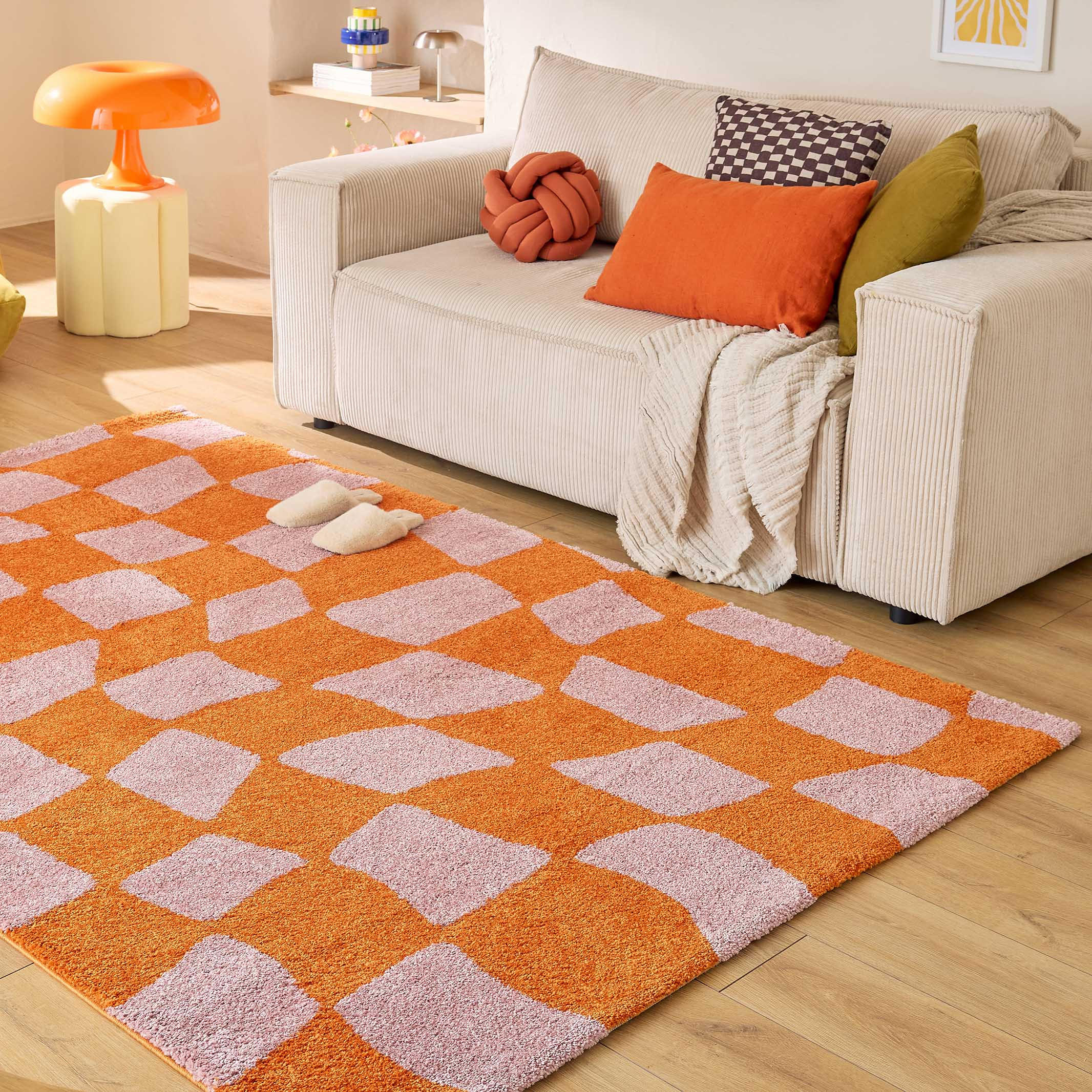 TEPPICH vintage karos orange Groovy 160x230 cm - Orange, Textil (160/230cm) - Nazar Rugs