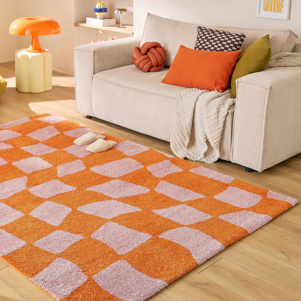 TEPPICH vintage karos orange Groovy 160x230 cm - Orange, Textil (160/230cm) - Nazar Rugs