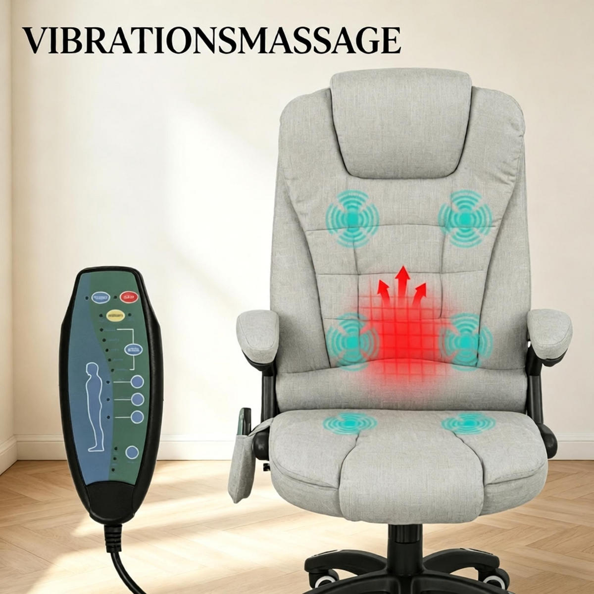 DREHSTUHL mit Massagefunktion höhenverstellbar Sitzhöhe 45 bis 55 cm - Hellgrau, Textil (68/110/72cm) - Gisaae