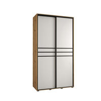 SCHWEBETÜRENSCHRANK 235,2/140/45 2-türig - Schwarz/Weiß, Holz/Metall (140/235/45cm) - Abiks Möbel